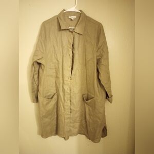 Feelgoodstore.com Women's Oversized Front Pocket Button Down Shirt 100% Linen